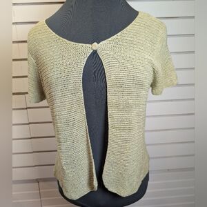 Eileen Fisher Sage Green Crocheted Single Button Cardigan Medium